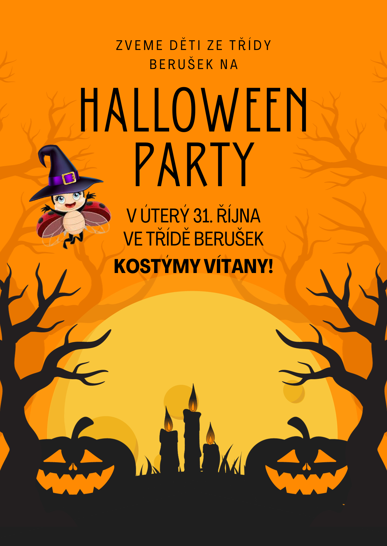 Orange Simple Halloween Party Virtual Invitation Portrait 1